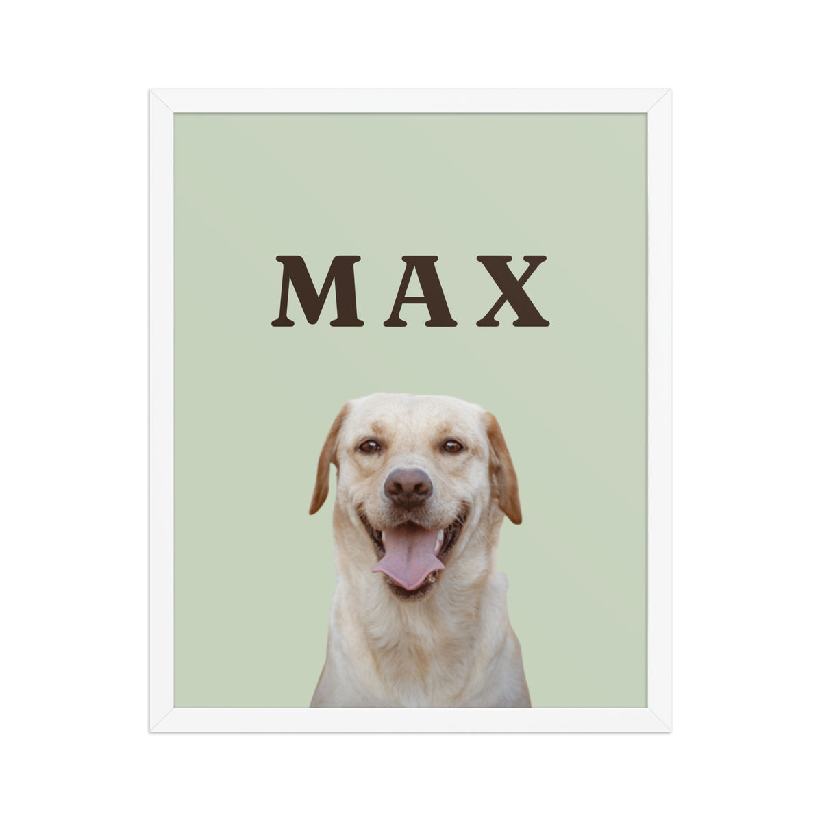 Custom dog portrait 16x20 framed print in white frame