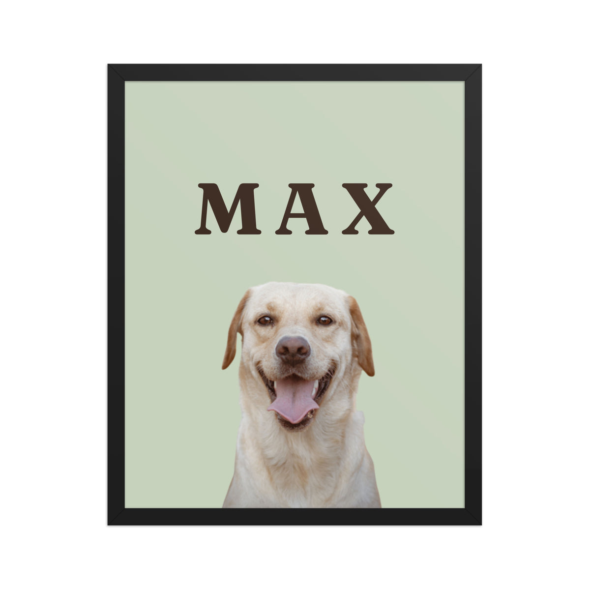 Custom dog portrait 16x20 framed print in black frame