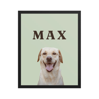 Custom dog portrait 16x20 framed print in black frame
