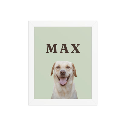 Custom dog portrait 8x10 framed print in white frame